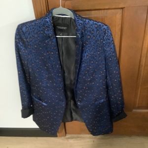 Navy animal print blazer